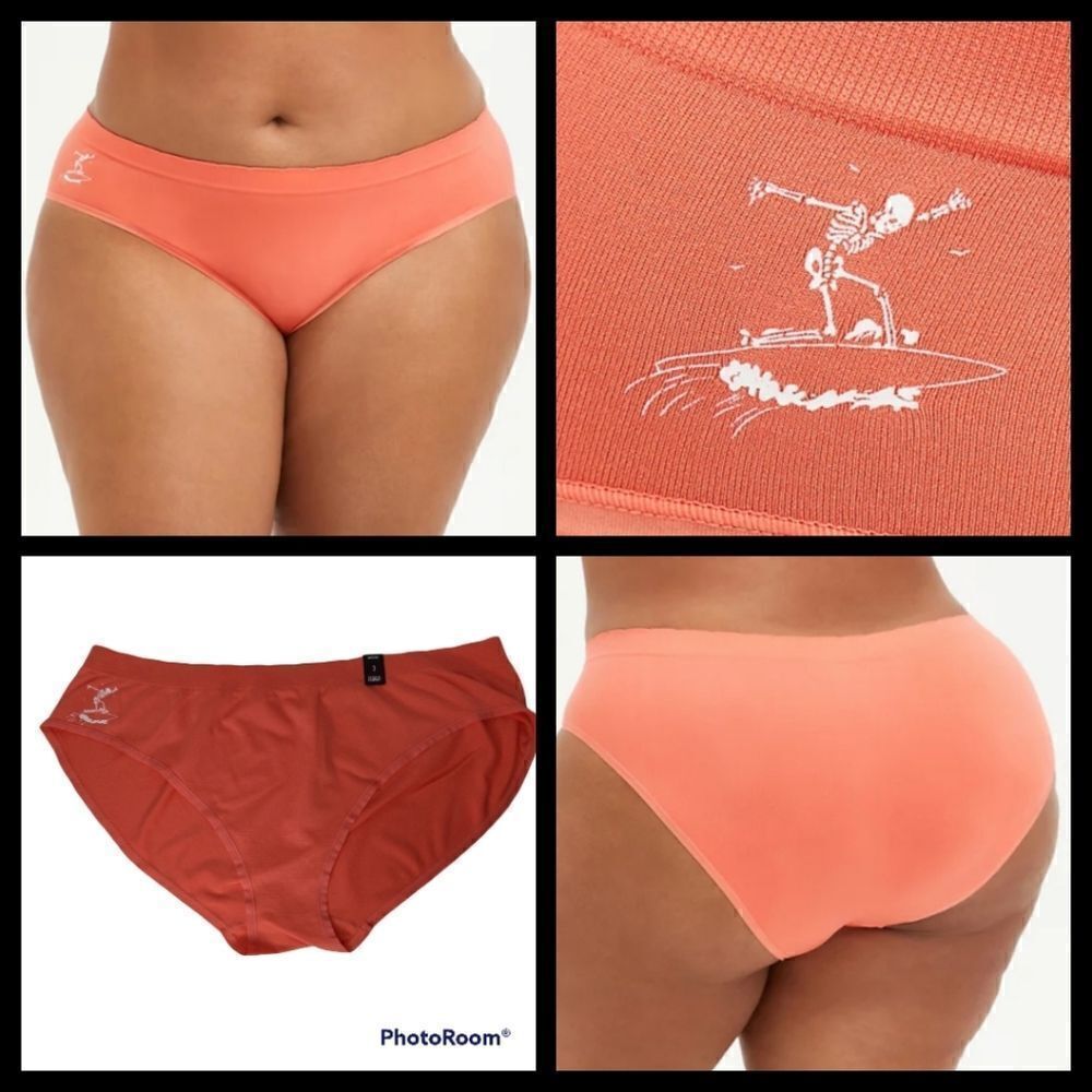 3X 22W 24W Torrid Coral Seamless Hipster Panty Surfing Skeleton NWT Plussize